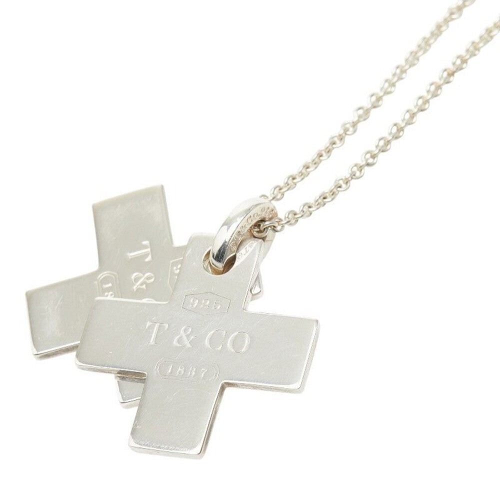Tiffany & Co. Double Cross Pendant Necklace Sterling Silver 925